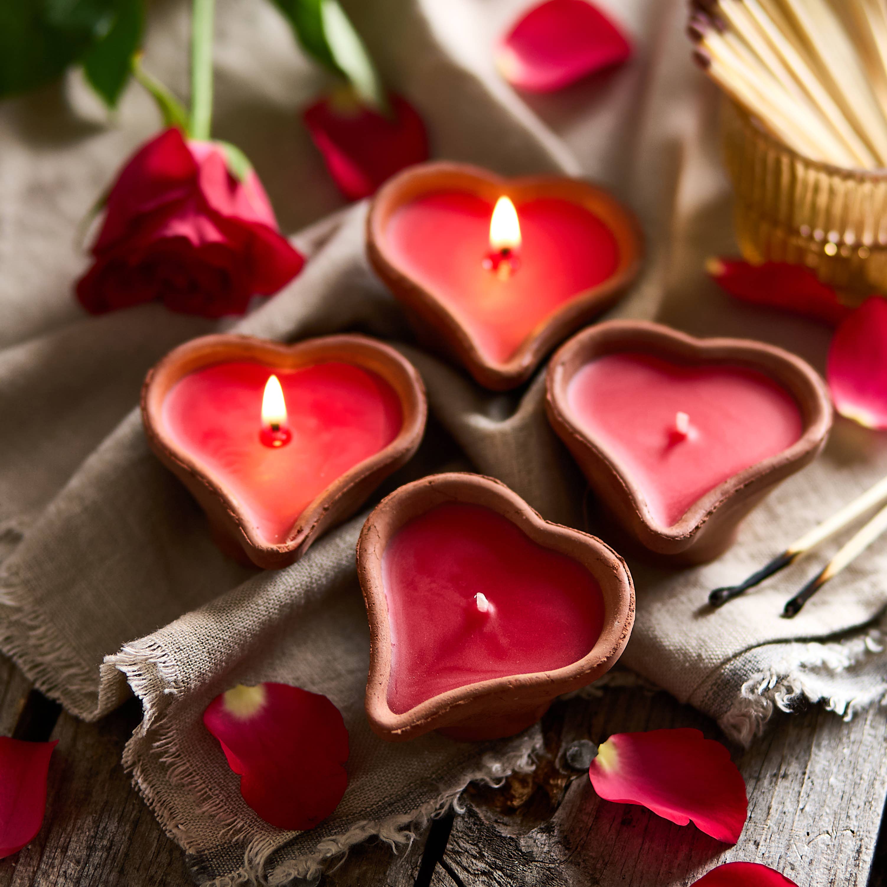 Heart-Shaped Terracotta Candles - Priya | Box of 4
