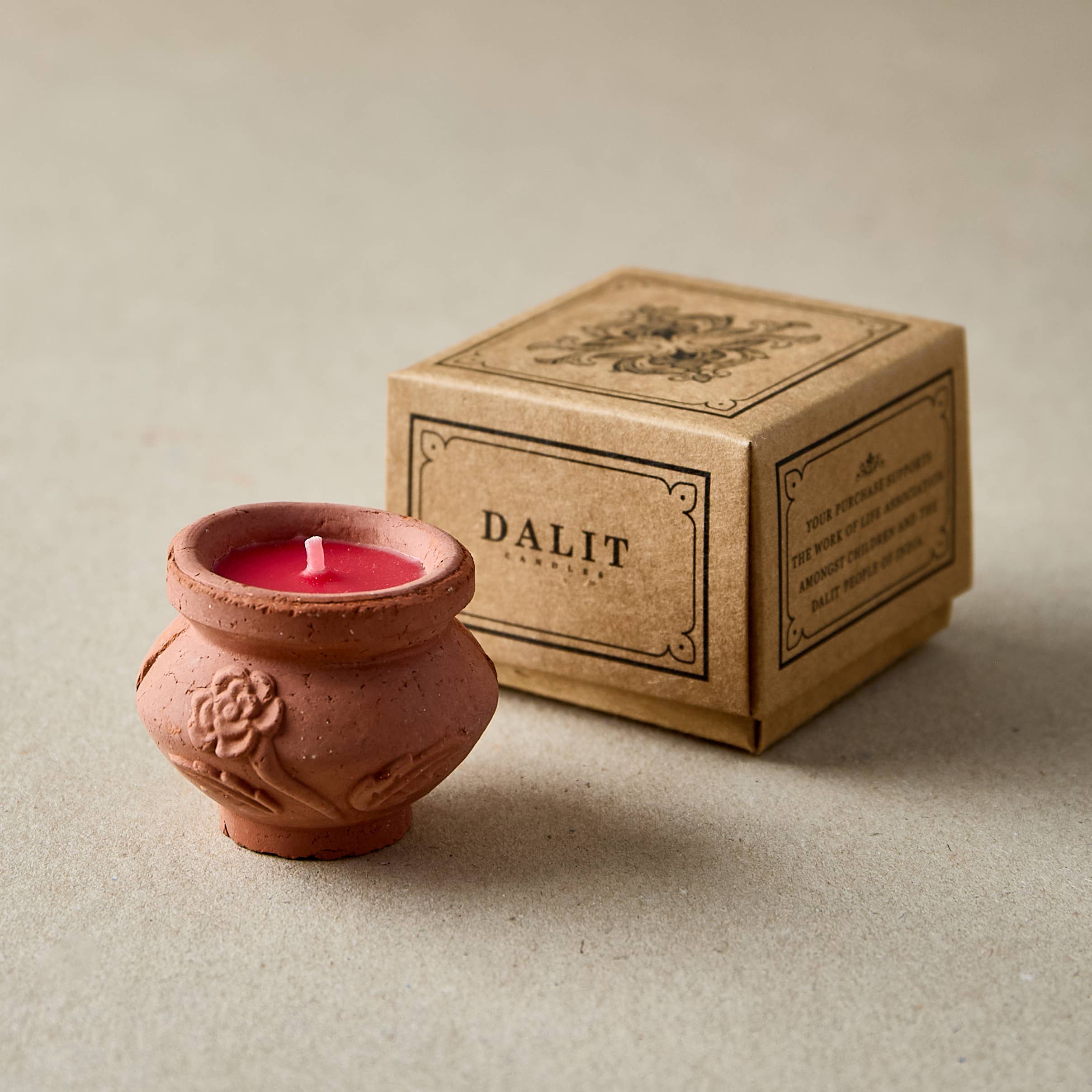 Handmade Terracotta Tea Light Candle - Megah - Rose Scented