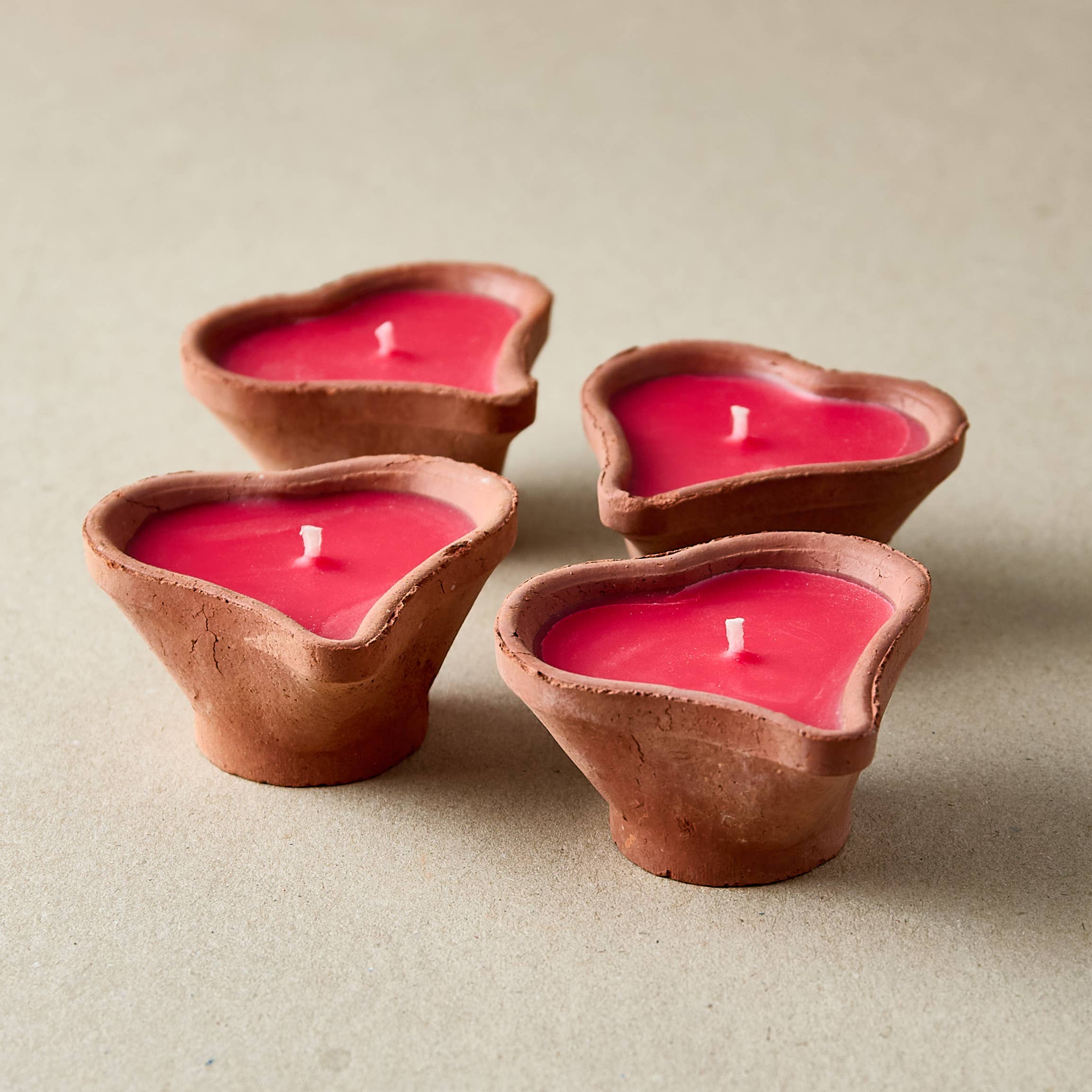 Heart-Shaped Terracotta Candles - Priya | Box of 4