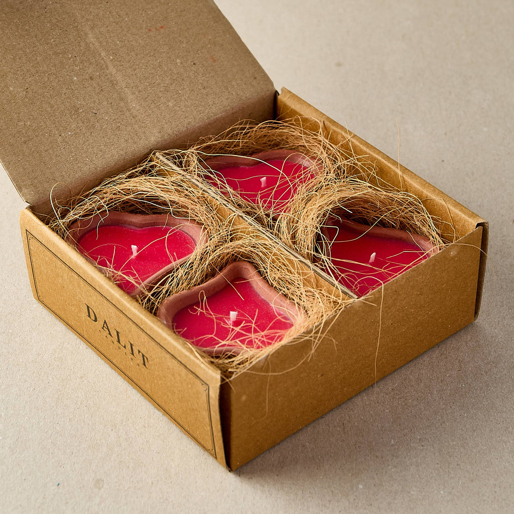 Heart-Shaped Terracotta Candles - Priya | Box of 4