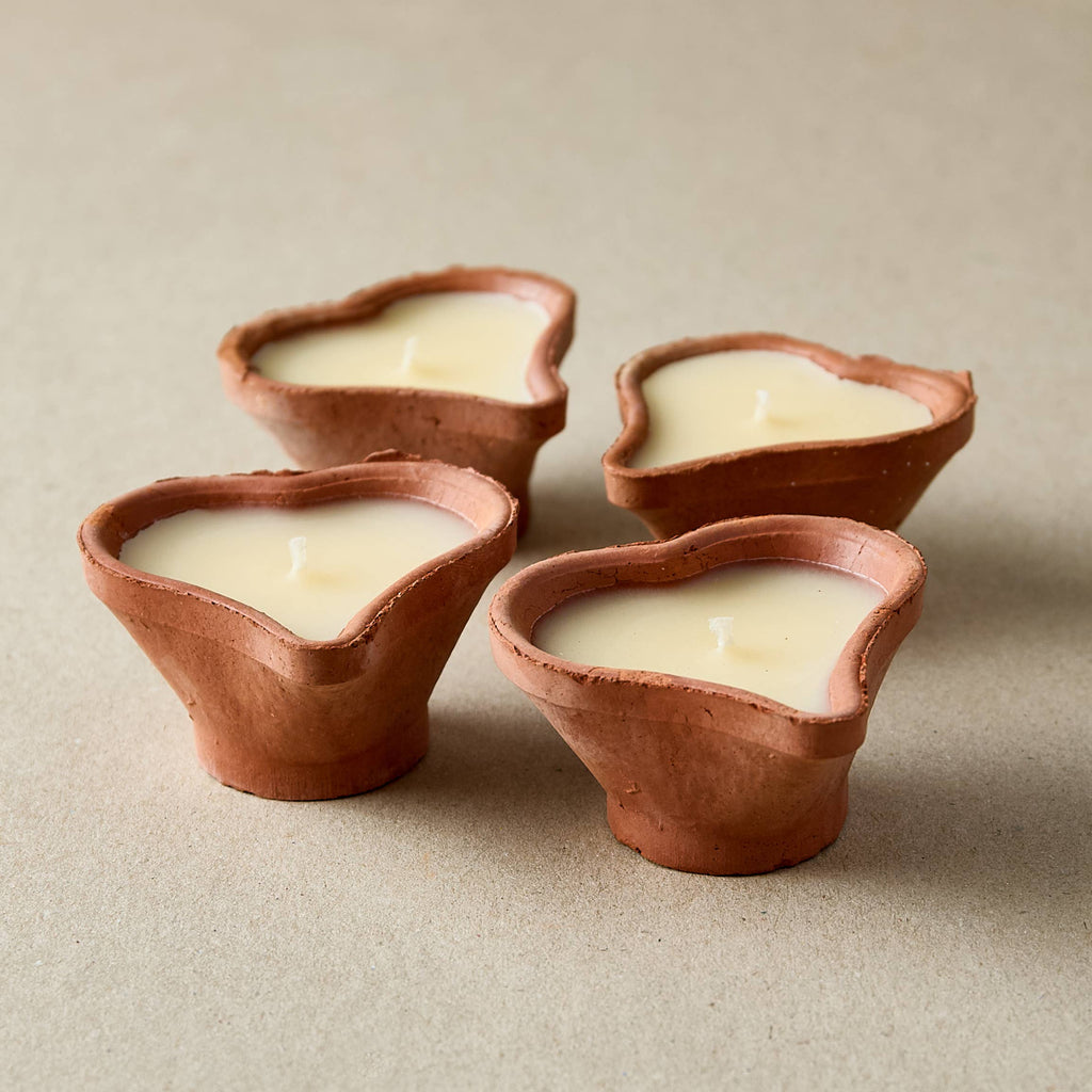 Heart-Shaped Terracotta Candles - Priya | Box of 4