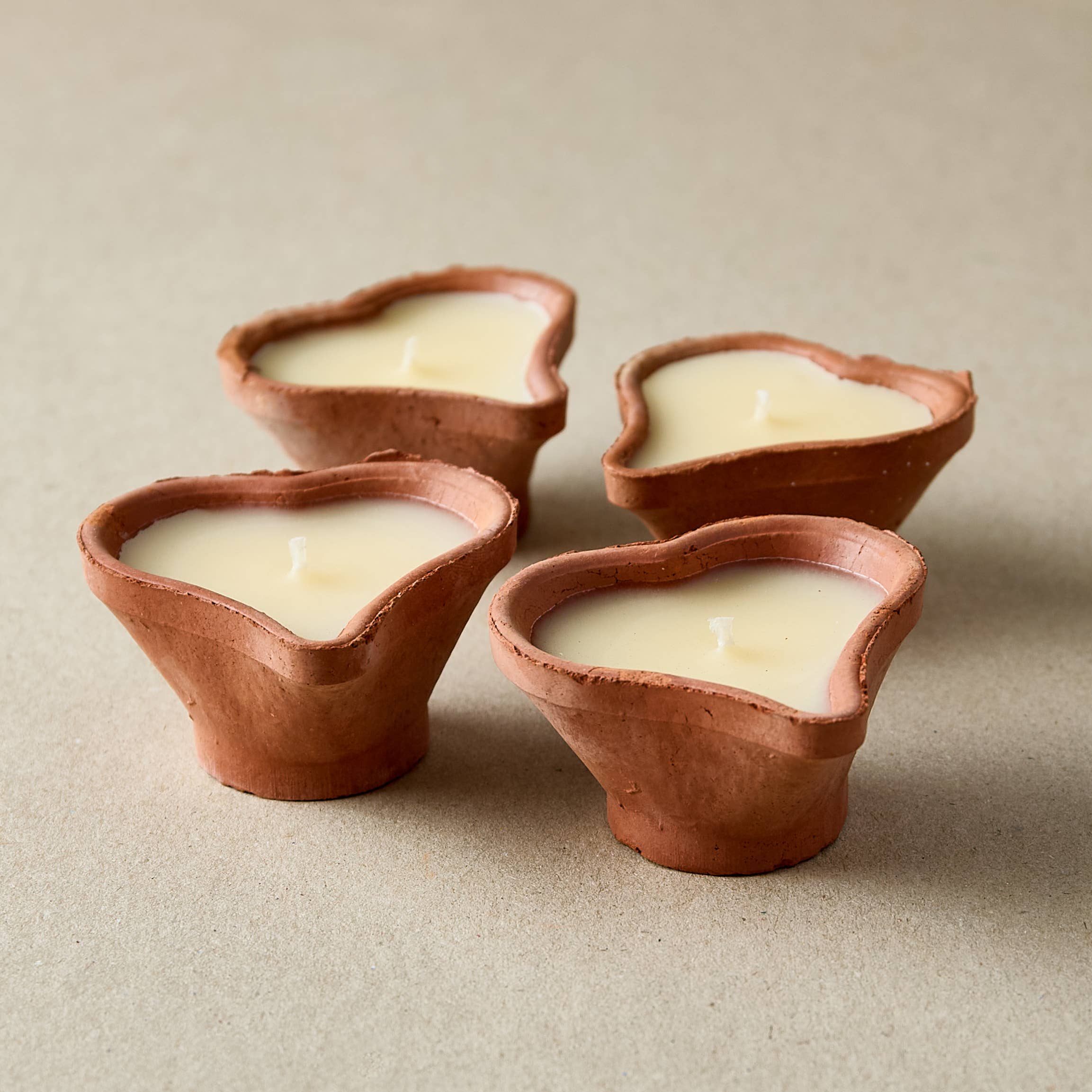 Heart-Shaped Terracotta Candles - Priya | Box of 4